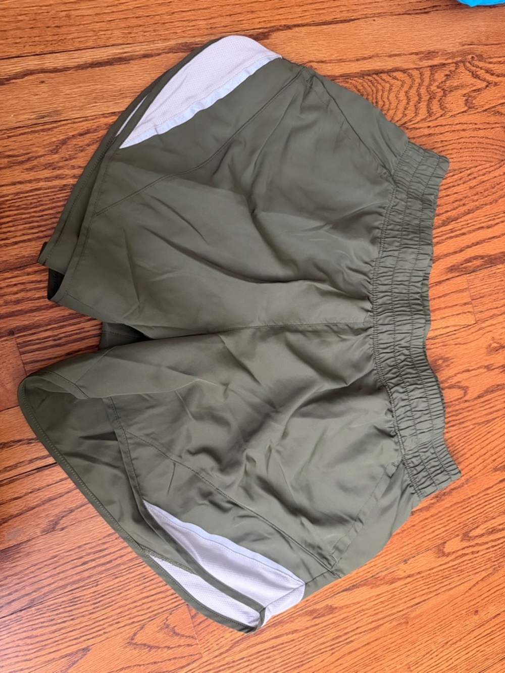 Athletic Works Olive Green Women's Athletic Shorts with White Trim